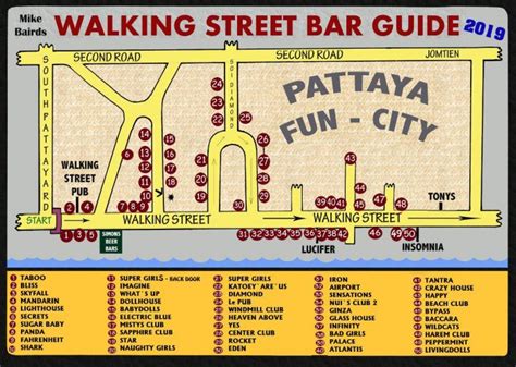 2019 Walking Street Map - Pattaya Unplugged