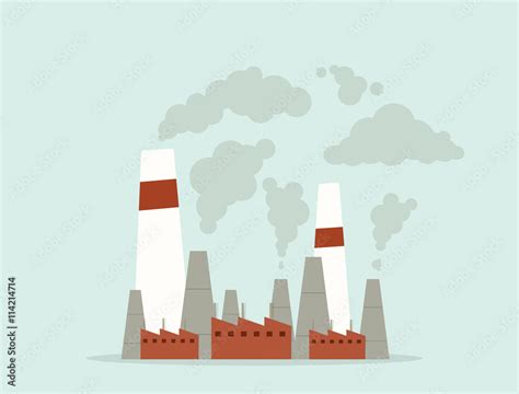 cartoon factory. air pollution. vector flat image Stock Vector | Adobe ...