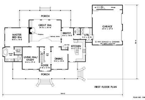 First Floor Plan of The Madison - House Plan Number 314 | Country style house plans, Floor plans ...