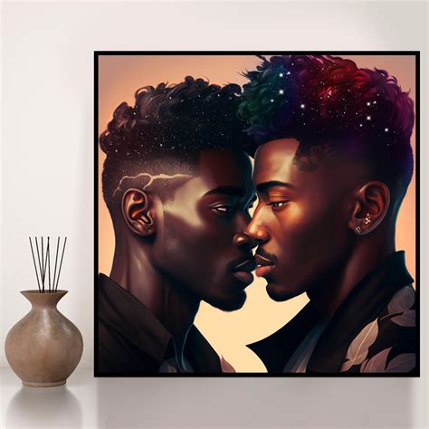 Gay Black Couple Art INSTANT DOWNLOAD, Gay Black Men Art, Black Love ...