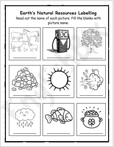 Earth's Natural Resources Labelling Worksheet - EnglishBix