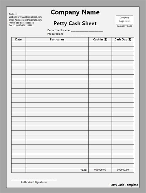 Petty Cash Template | Free Printable Word Templates,