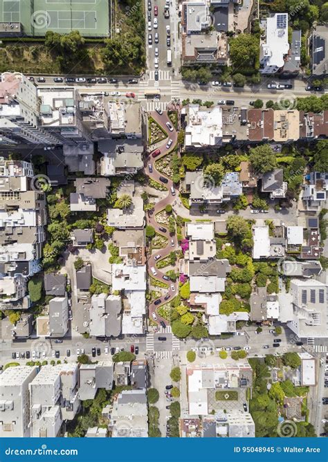 Aerial View of Lombard Street and San Francisco Stock Image - Image of destination, business ...