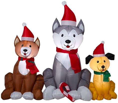 Gemmy Christmas Airblown Inflatable Dog Trio Scene, 3.5 ft Tall, Multicolored - Walmart.com