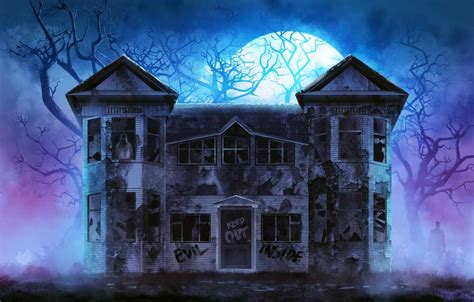 Halloween Haunted House backdrop - Mybackdrop.co.uk