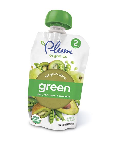 Plum Organics Stage 2 Eat Your Colors Green - Pea, Kiwi, Pear & Avocado #babyfood #organic ...