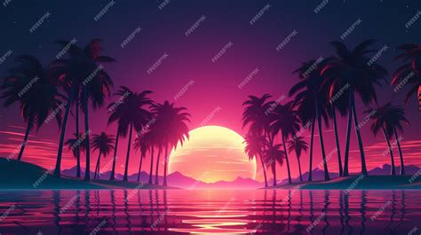 Premium AI Image | synthwave background