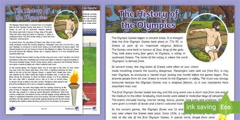 History of the Olympic Games Fact File (teacher made)