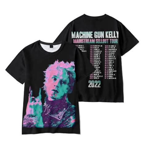 Machine Gun Kelly Merch MGK Glitch Photo 2022 Tour T-shirt Merch Men Short Sleeve Women Funny ...