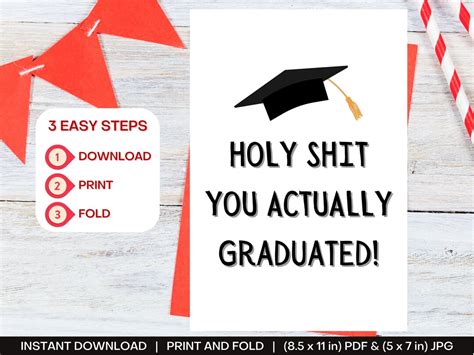 Funny Graduation Card Instant Download Printable Card - Etsy