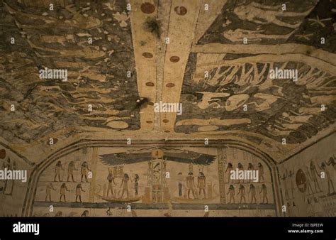 KV6 tomb or tomb of Ramses Setepenre Neferkare-IX. Paintings with Stock Photo, Royalty Free ...