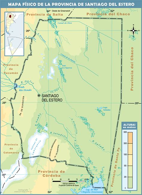 Physical map of the Province of Santiago del Estero | Gifex