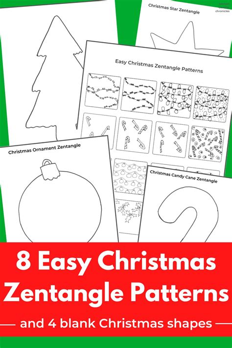 Easy Christmas Zentangle Patterns and Templates