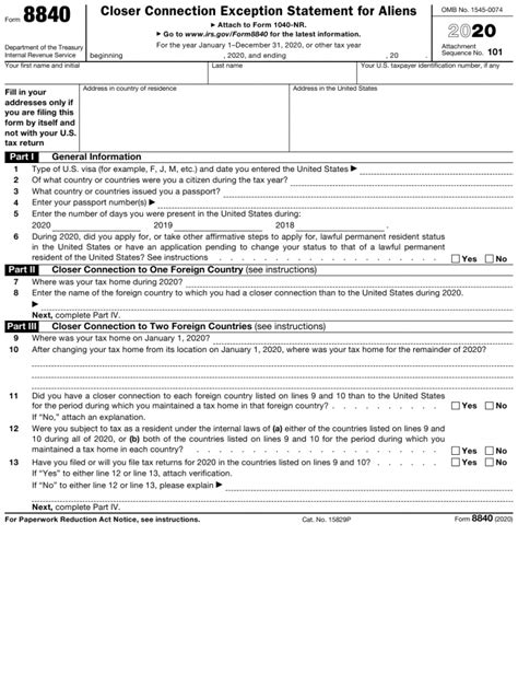 IRS Form 8840 Download Fillable PDF Or Fill Online Closer | Printable Form 2021