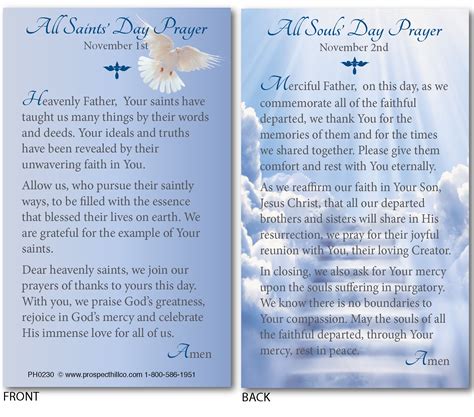 All Saints’ Day and All Souls’ Day Prayer Card (100 count) – Prospect ...