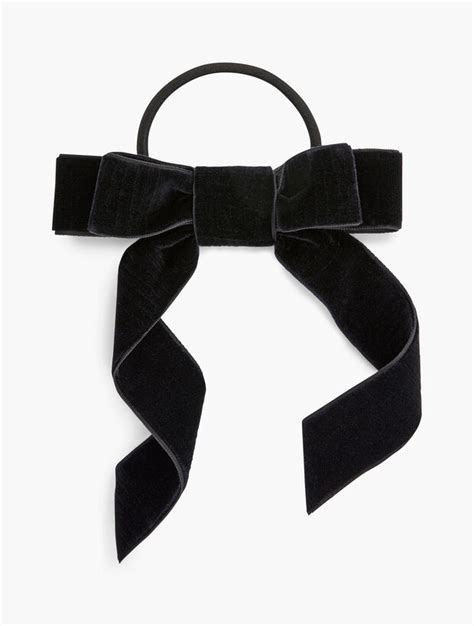 Black Velvet Bow Hair Tie | Talbots