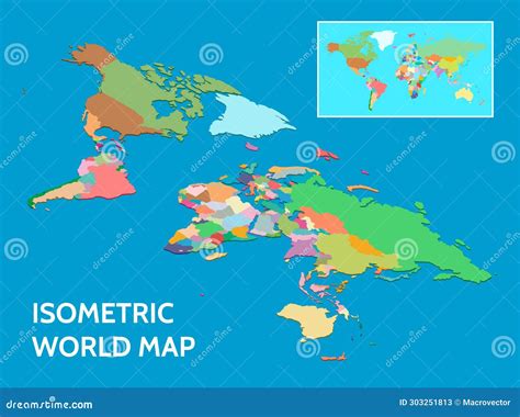Isometric Political World Map Stock Illustration - Illustration of vector, education: 303251813