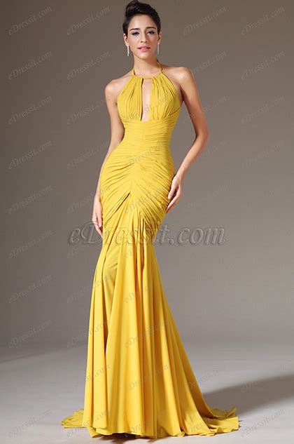 eDressit Halter Yellow Sheath Formal Evening Dress (02142203)