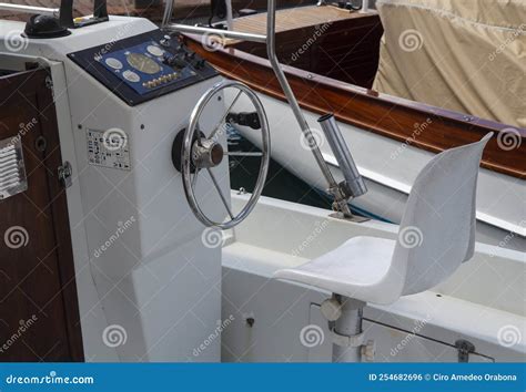 Helm of modern boat stock photo. Image of boat, transportation - 254682696