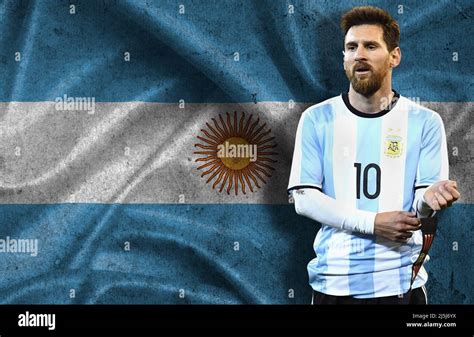 Lionel Messi and Argentina flag Stock Photo - Alamy