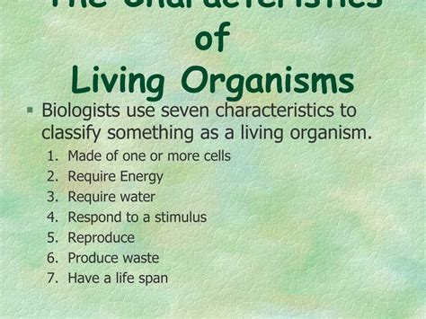 PPT - Characteristics of living organisms PowerPoint Presentation, free download - ID:5404479