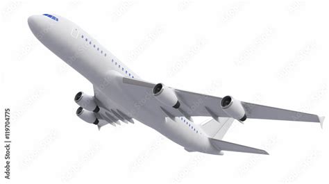 White Four-engine Airplane, White Aeroplane Isolated On White ...