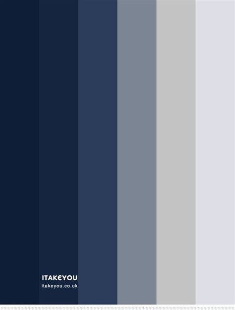 Navy Blue and Grey Bedroom Colour Scheme | Grey color pallets, Black color palette, House color ...