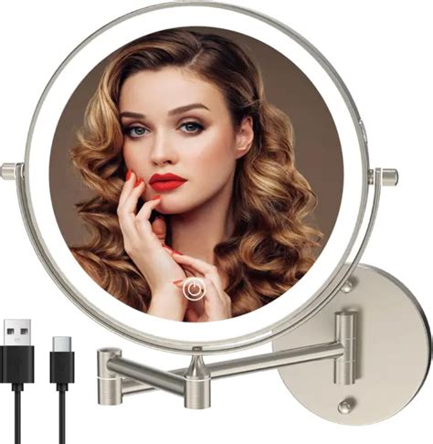 MIROAMZ RECHARGEABLE WALL Mounted Lighted Makeup Vanity Mirror 8 Inch ...