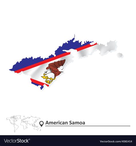 Map of american samoa with flag Royalty Free Vector Image