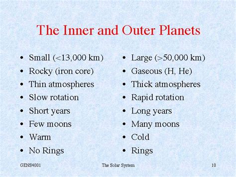 Characteristics Of The Outer Planets