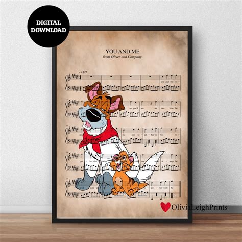 Oliver and Company Music Sheet Print-wall Art-gift-nursery Children's DIGITAL DOWNLOAD Printable ...