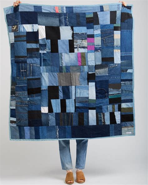 Silkdenim Recycled Denim Patchwork Throw Quilt on Garmentory | Переработанные джинсы, Синие ...