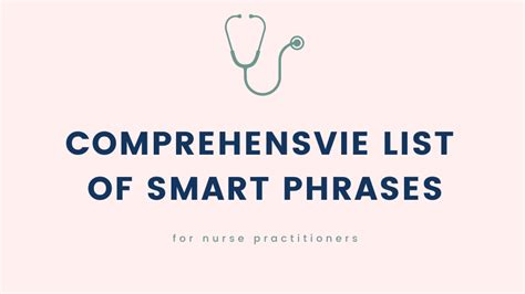 Jumpstart List of Smart Phrases | Nurse Practitioner Charting School