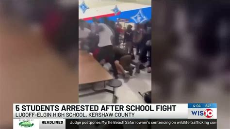 Five students arrested after school cafeteria fight - YouTube