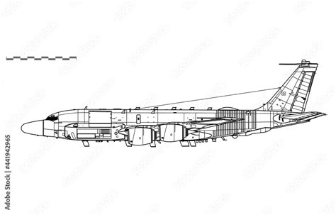 Boeing RC-135W Rivet Joint. Vector drawing of reconnaissance aircraft ...