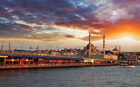 Istanbul, Turkey, City, Sea, Bridge, Galata bridge, Mosque, Clouds ...