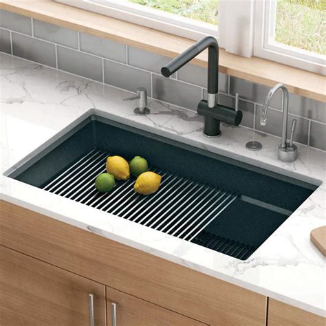 Peak Large Single Bowl Undermount Kitchen Sink, Made of Granite, Measuring 32"W x 18-3/4"D, by ...