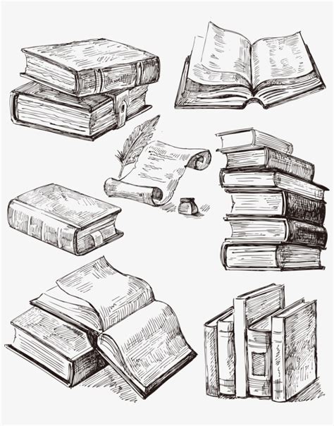 Book Drawing Tattoo Idea - Pen Drawing Stack Of Books - Free Transparent PNG Download - PNGkey