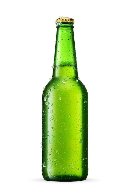 Premium Photo | Beer in a green long neck bottle with water condensation and ice crystals ...