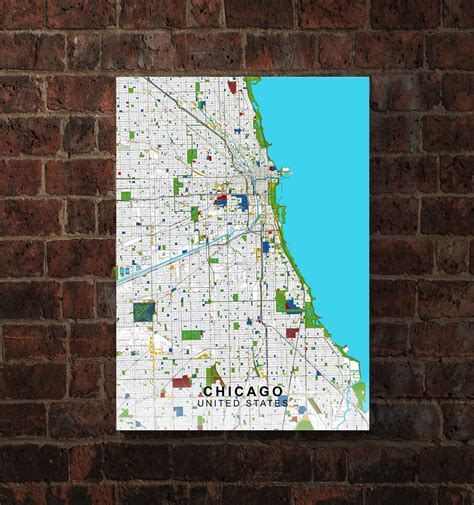 Chicago Map Poster / Chicago City Poster / Chicago Illinois | Etsy