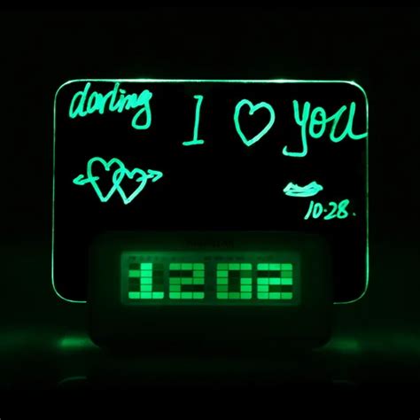 100 pieces Fluorescent LED Message Board Alarm Clock With Pen Digital ...