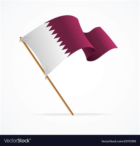 Realistic 3d detailed qatar flag on flagpole Vector Image