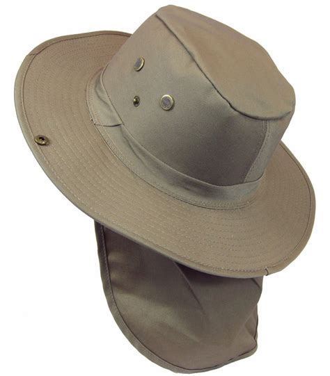 SAFARI Hat/ Boonie in Dark Tan/ Khaki Neck Flap Chin Strap, Fishing ...