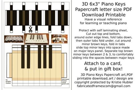 3D Piano Keys Papercraft Printable Graphic by fabricatedframescom · Creative Fabrica