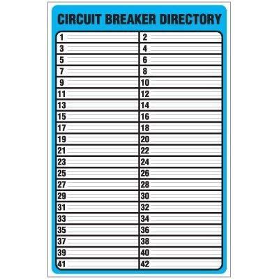 Printable Electrical Panel Breaker Labels - Circuit Breaker Directory ...