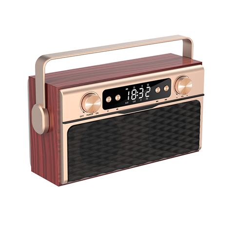 Retro DAB Digital FM Wooden Handle Portable Bluetooth Speaker