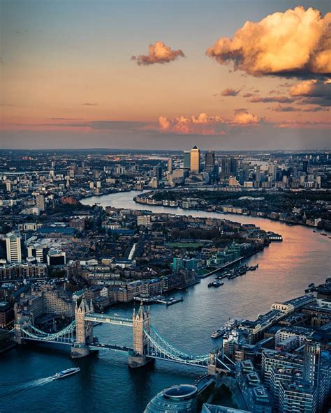 Sunset looking to East London. Taken from the Shard viewing platform ...