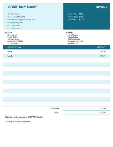 32 Free Invoice Templates In Microsoft Excel And DOCX Formats | Invoice template word, Invoice ...