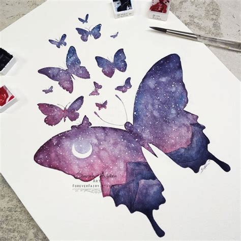 Galaxy Sky Butterfly Print Witchy Galaxy Art Galaxy - Etsy