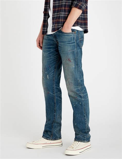 RRL Denim Regular-fit Faded Straight-leg Jeans in Blue for Men - Lyst